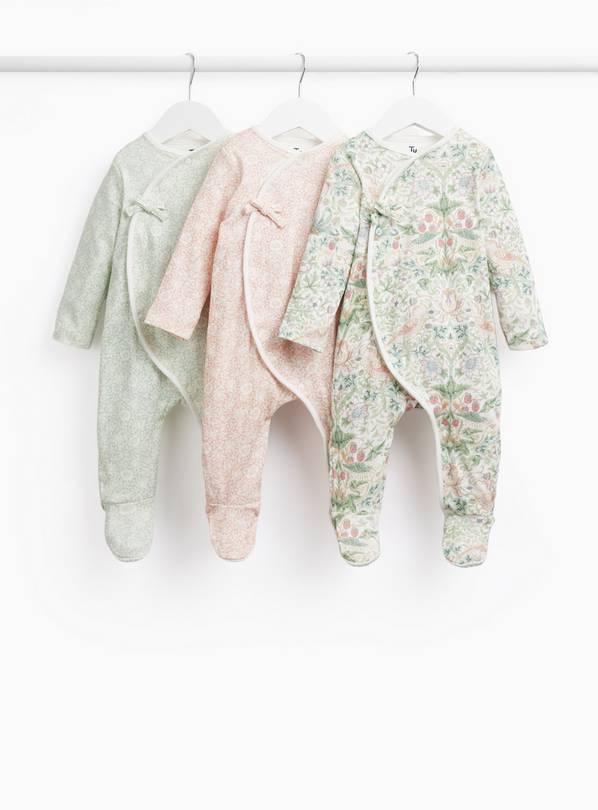 Tu x Morris & Co. Strawberry Thief Print Sleepsuits 3 Pack 9-12 months